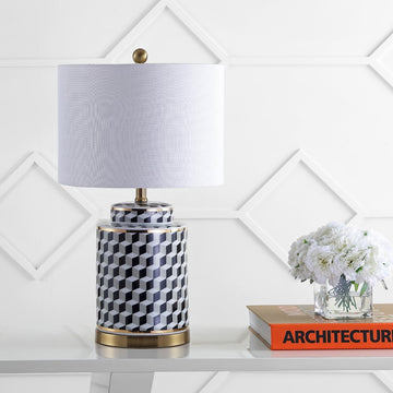 Ellie 24.5" Tumbling Block Ceramic/Metal LED Table Lamp - JONATHAN Y